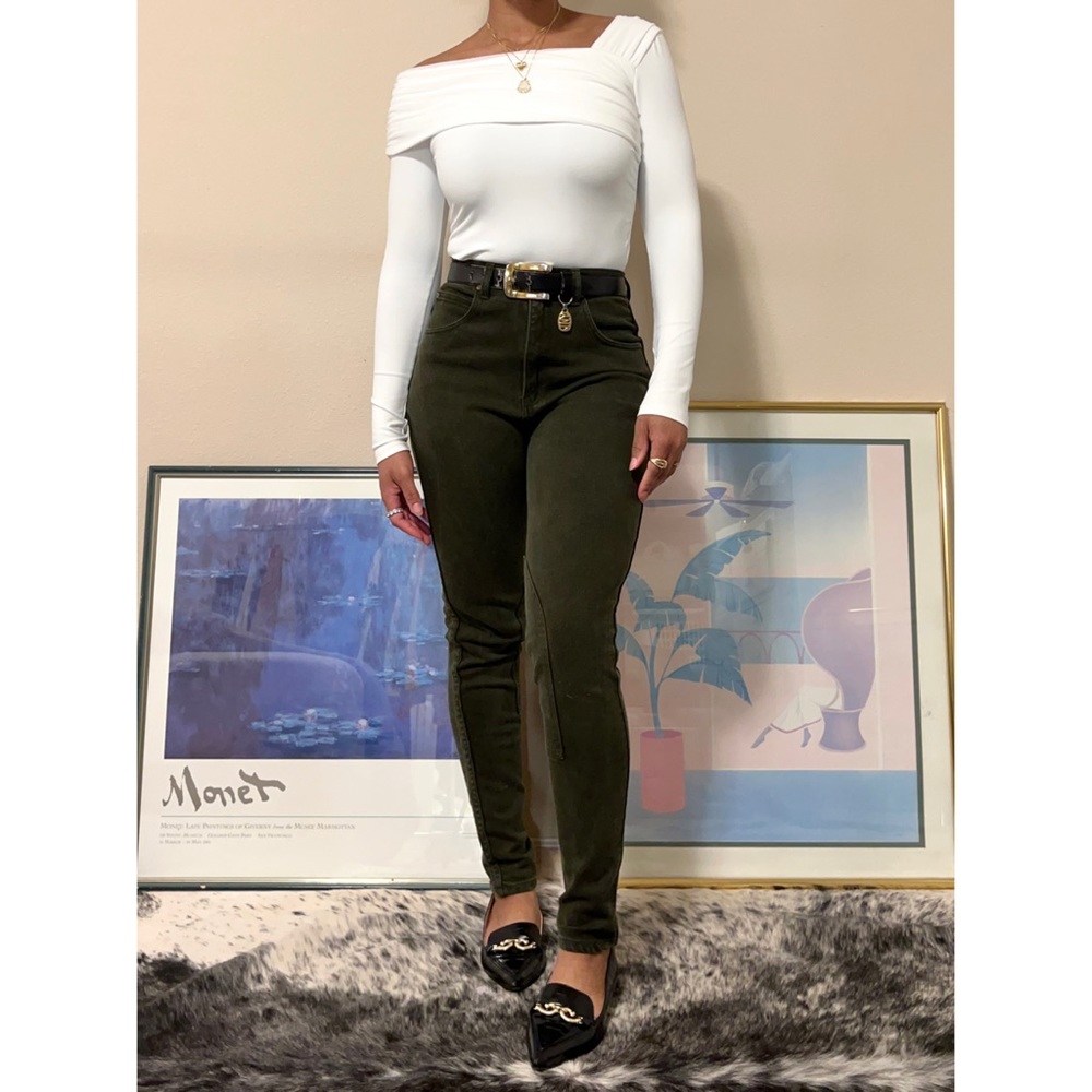 ❌SOLD❌ Vintage Olive Green Skinny Riding Jeans